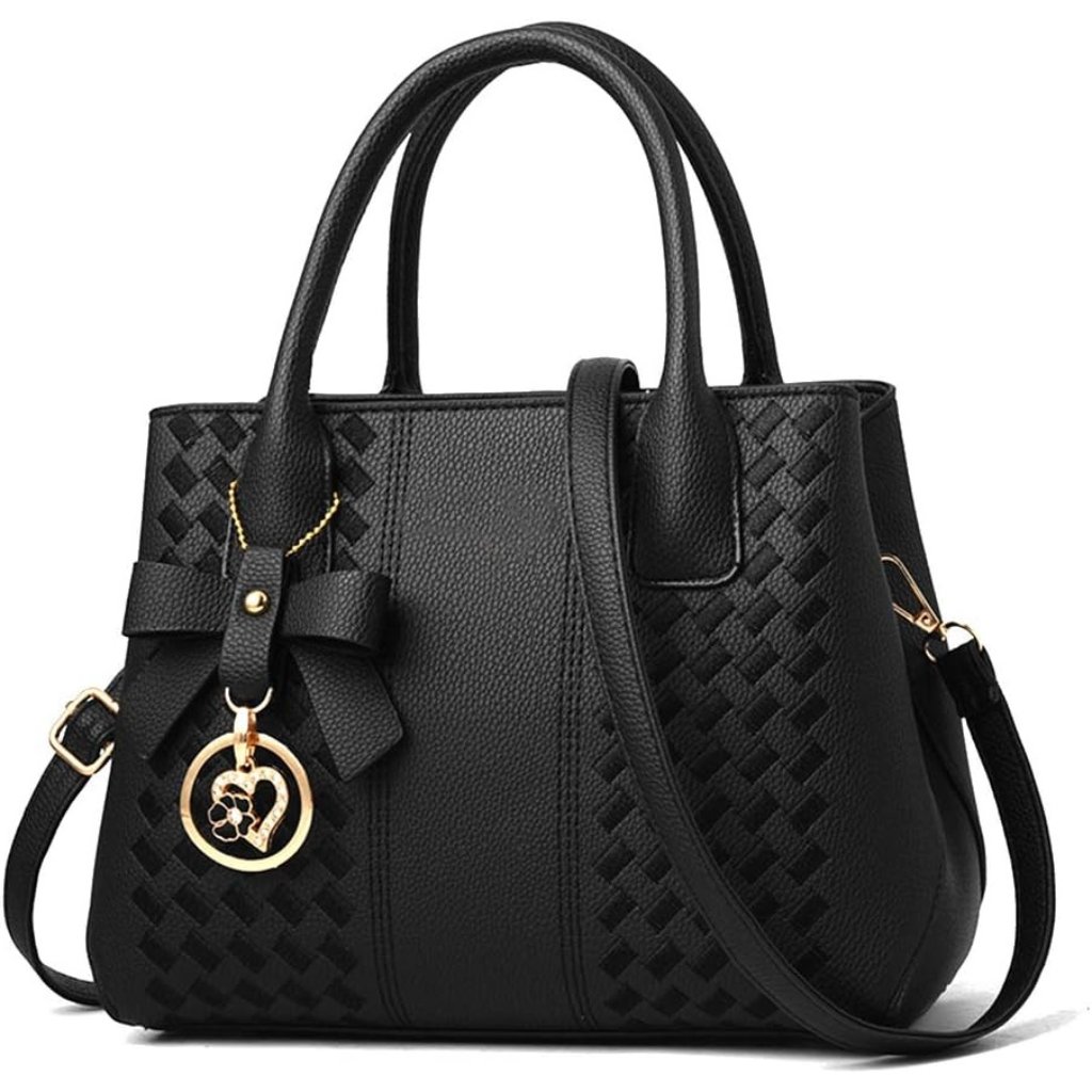Women's Black Fashion Ladies Pu Leather Top Handle Satchel Shoulder Tote Bags